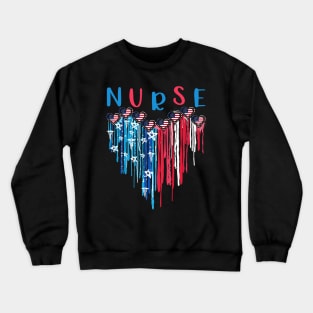 Nurse Life American Flag Melting Heart 4th Of July Crewneck Sweatshirt